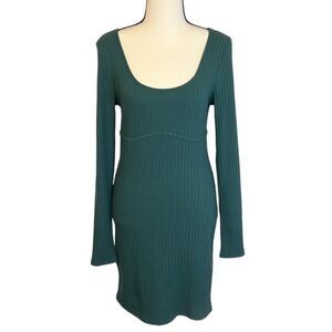 Forever 21 Hunter Green Long Sleeve Knit BodyCon Dress Size Large